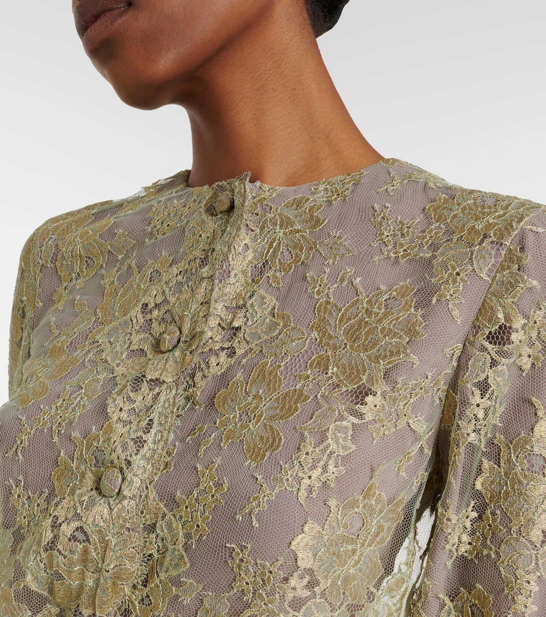 Saint Laurent - Silk-trimmed lace minidress