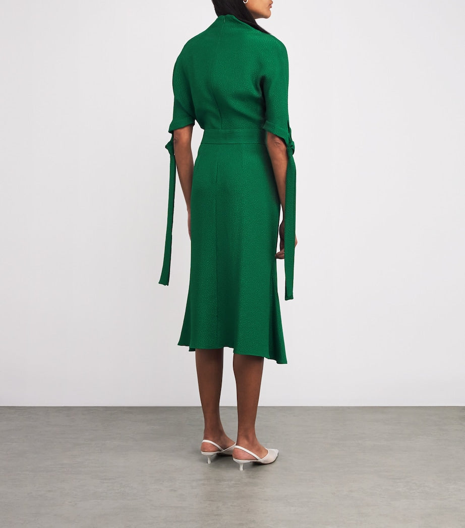 Green Bubble Jacquard Pedernal Midi Dress