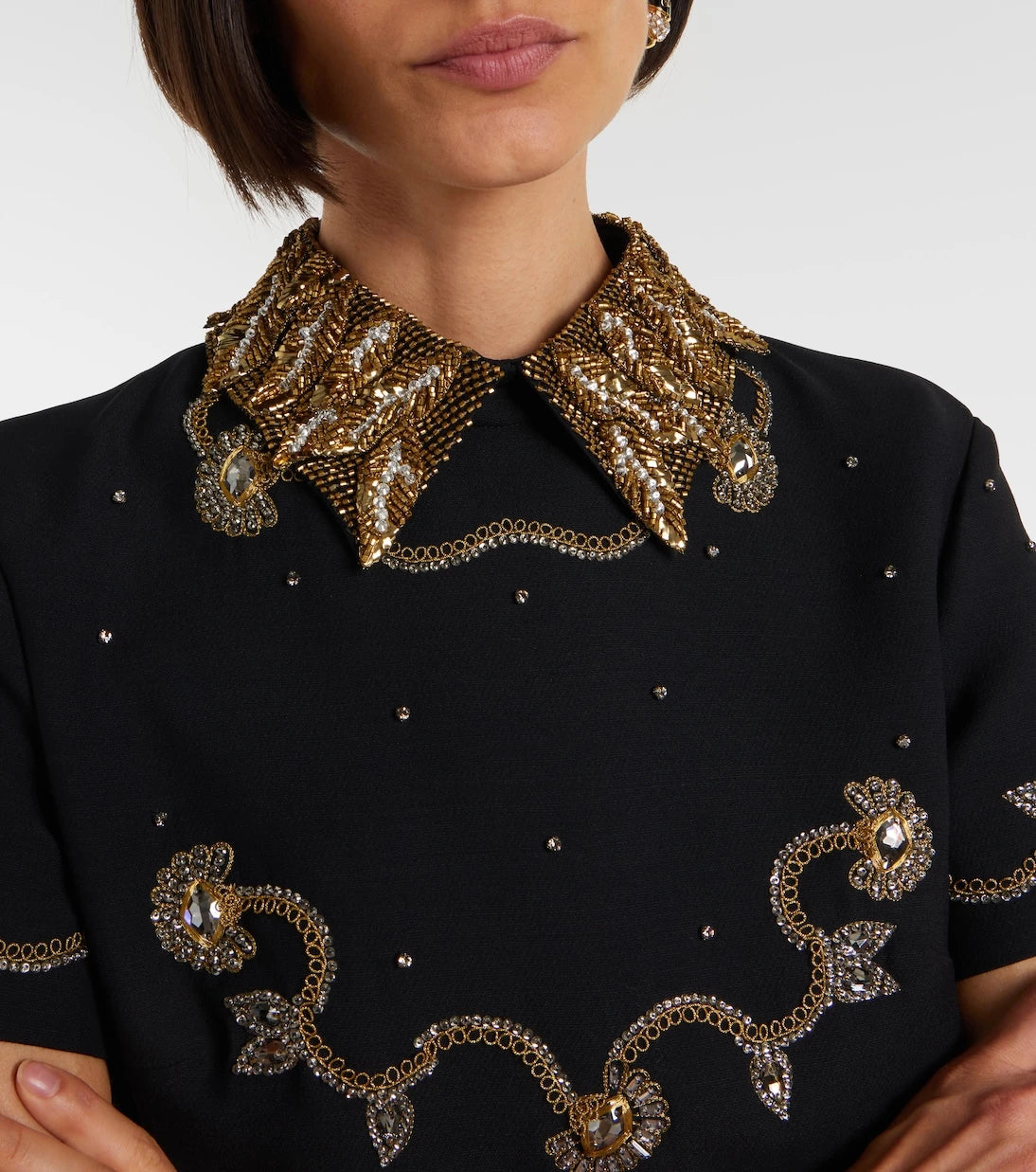 Valentino - Crepe Couture embellished minidress