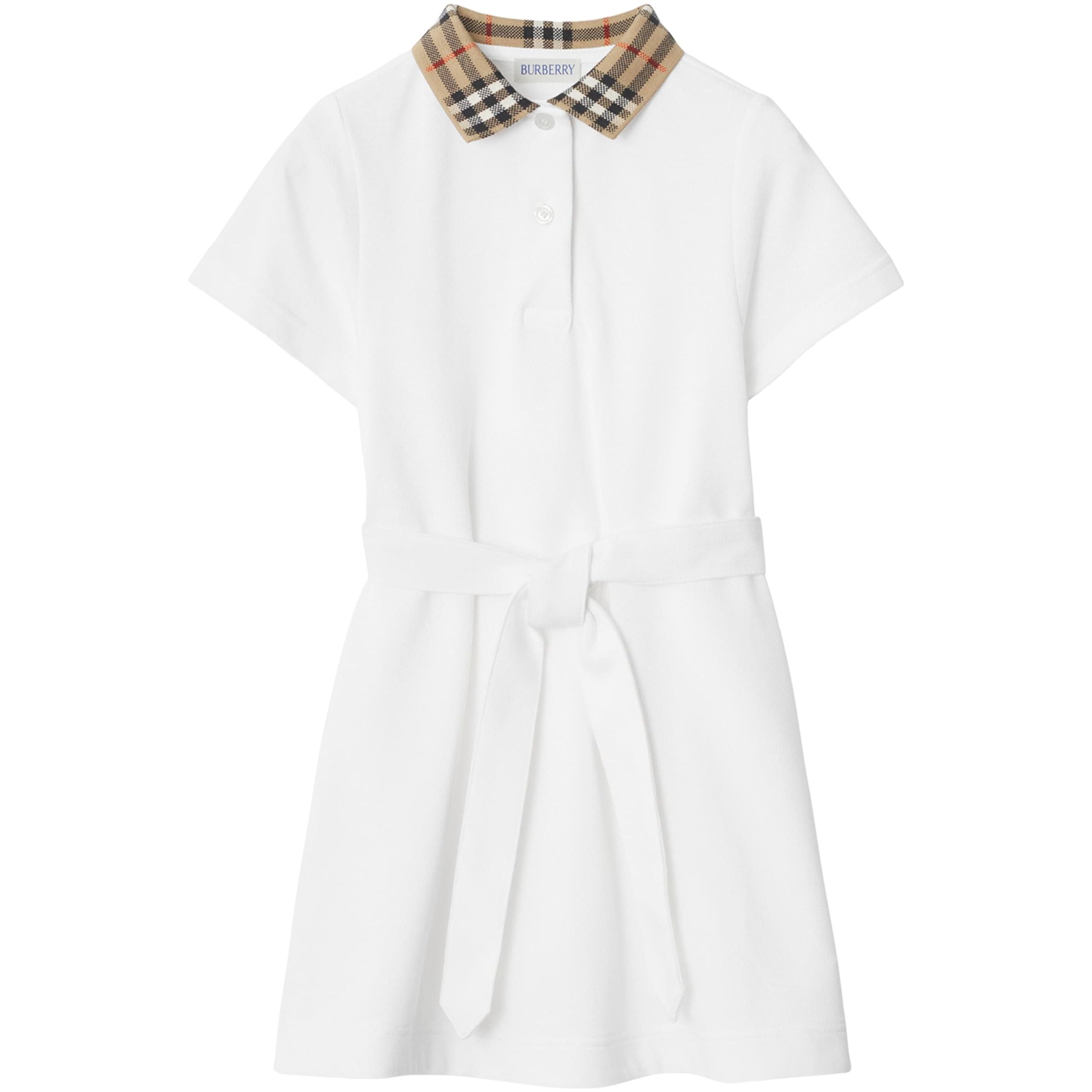Burberry Kids White Check Collar Polo Dress (3-12 Years)