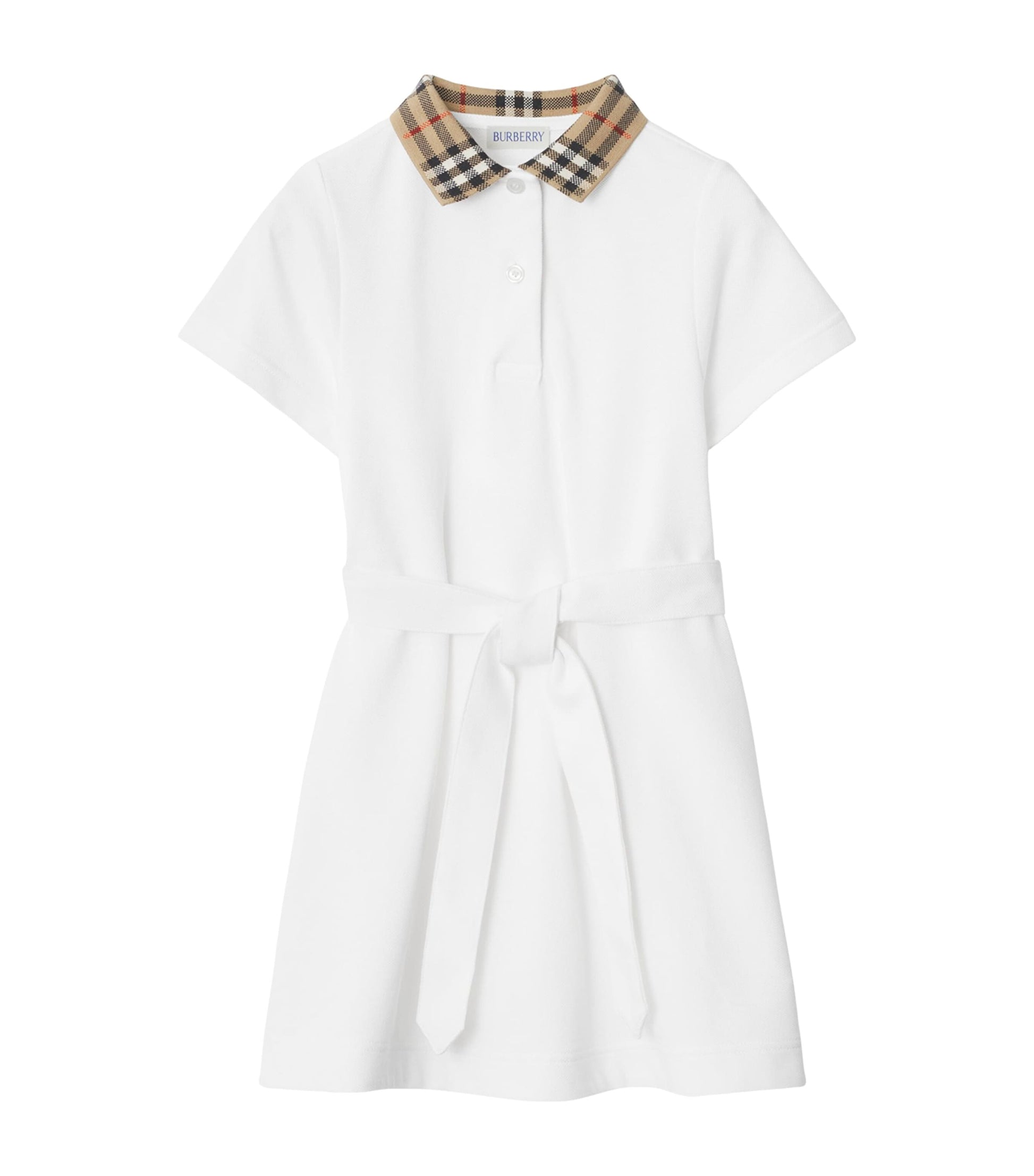 Burberry Kids White Check Collar Polo Dress (3-12 Years)