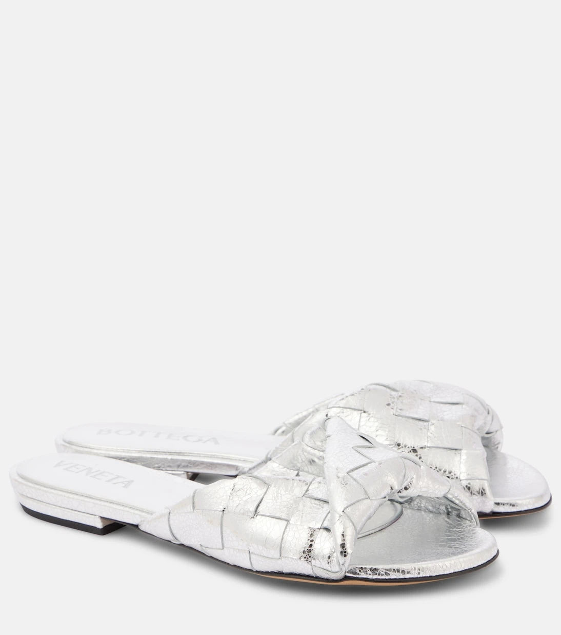 Bottega Veneta - Blink Intrecciato metallic leather mules