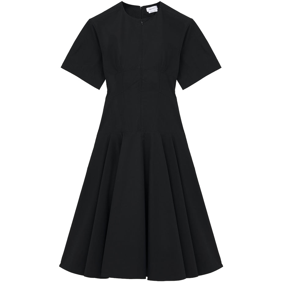 McQueen Black Cotton Poplin Midi Dress