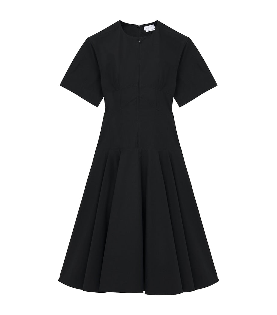 McQueen Black Cotton Poplin Midi Dress