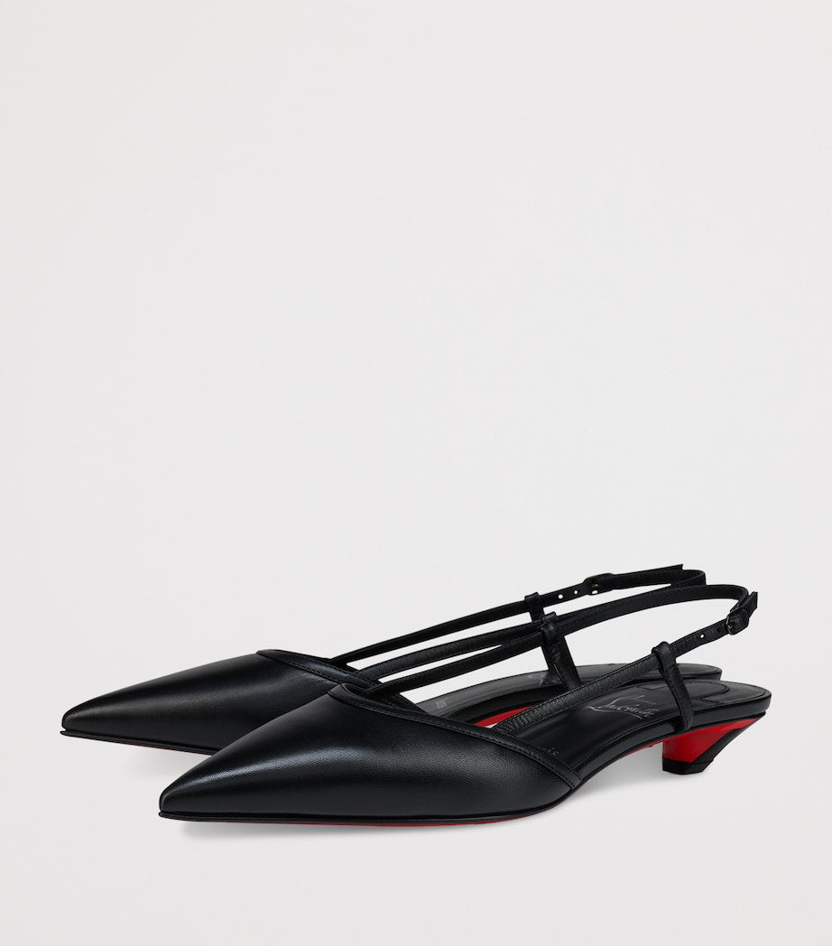 Christian Louboutin Black Miss Z Slingina Leather Pumps 25