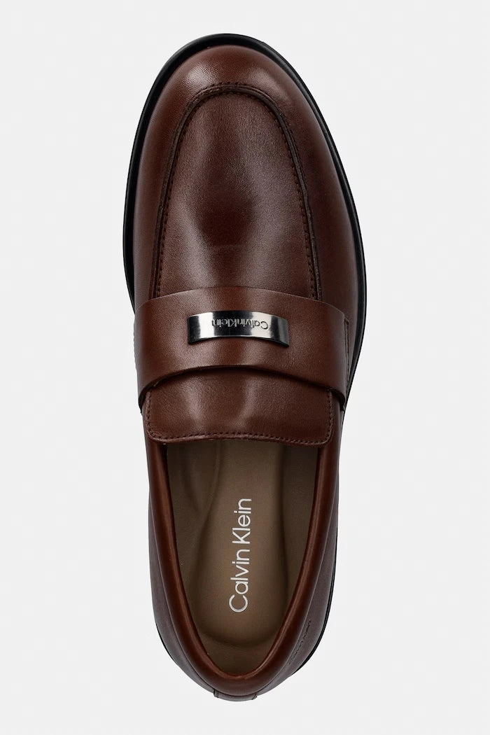 Calvin Klein мокасини мъжки от кожа ESS RUBBER LOAFER HW PLAQ VA LTH