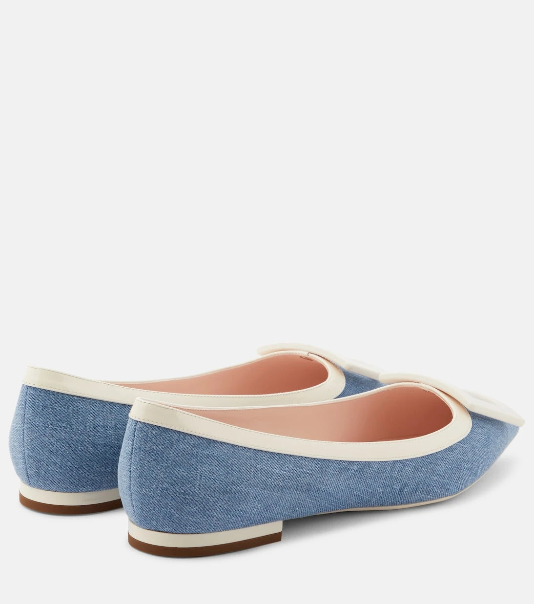 Roger Vivier - Leather-trimmed denim ballet flats