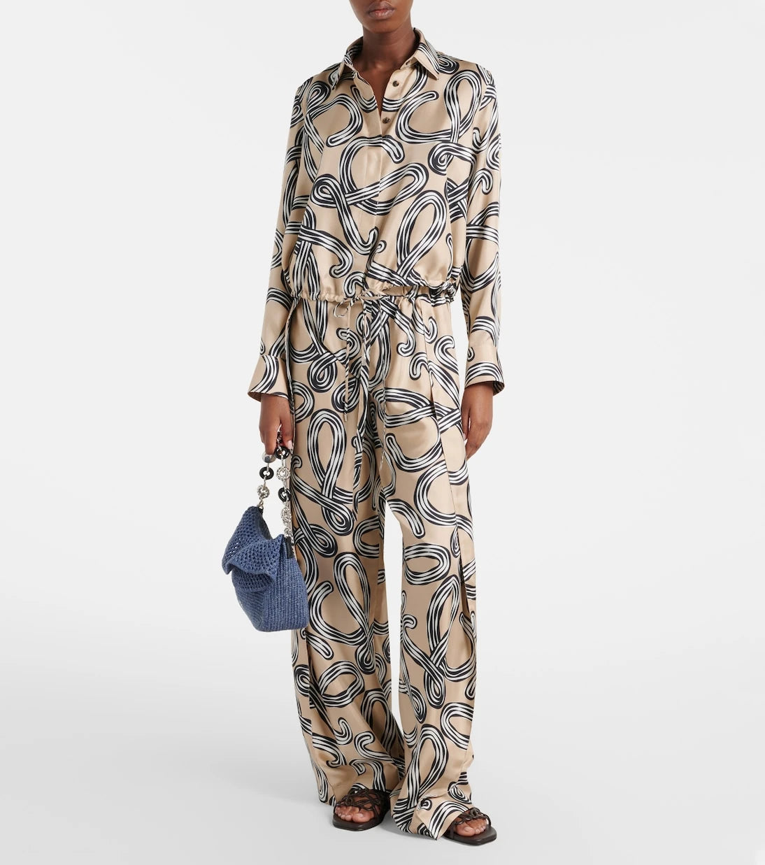 Loewe - Paula's Ibiza Anagram silk wide-leg pants