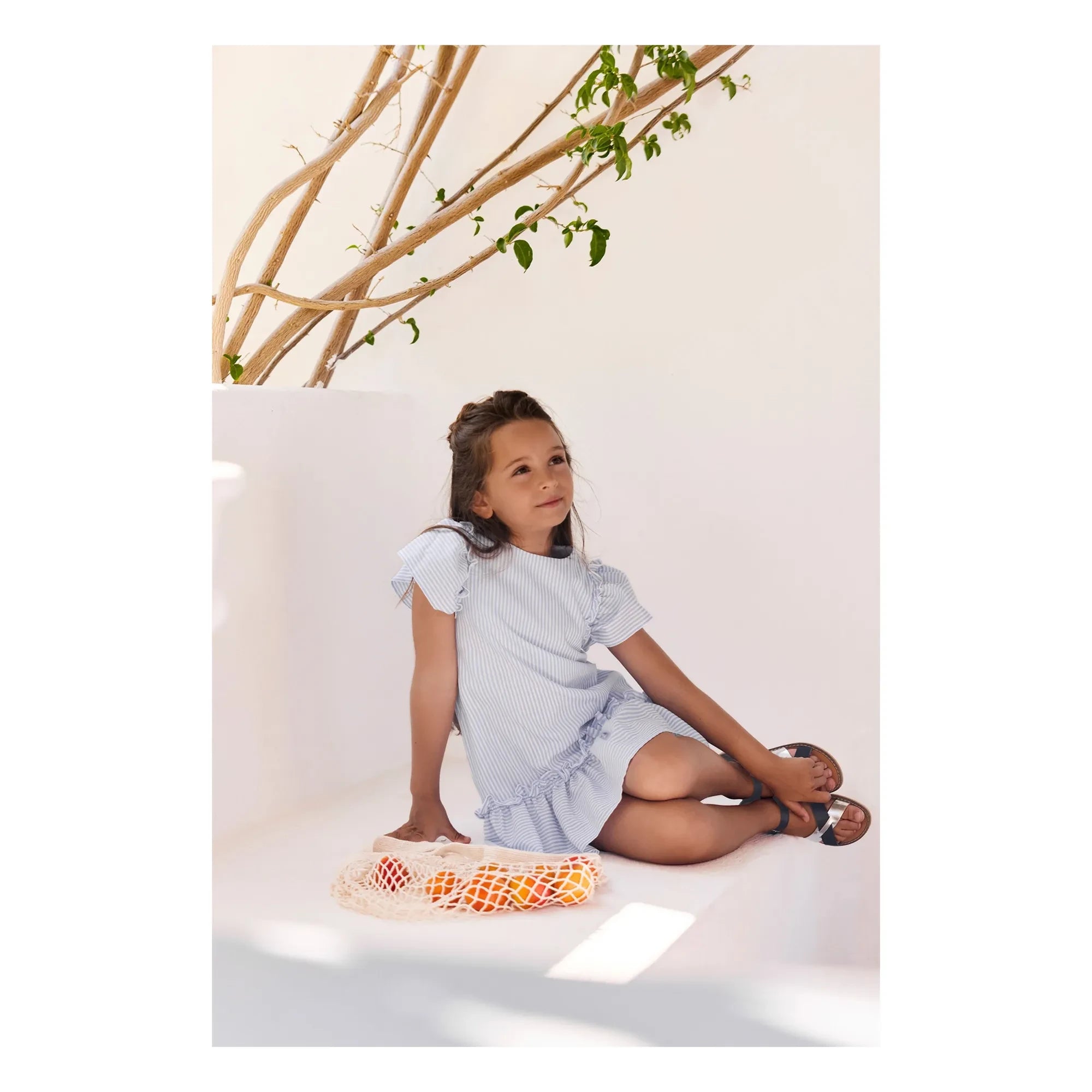 Tartine et Chocolat - Striped Ruffle Dress  | Blue