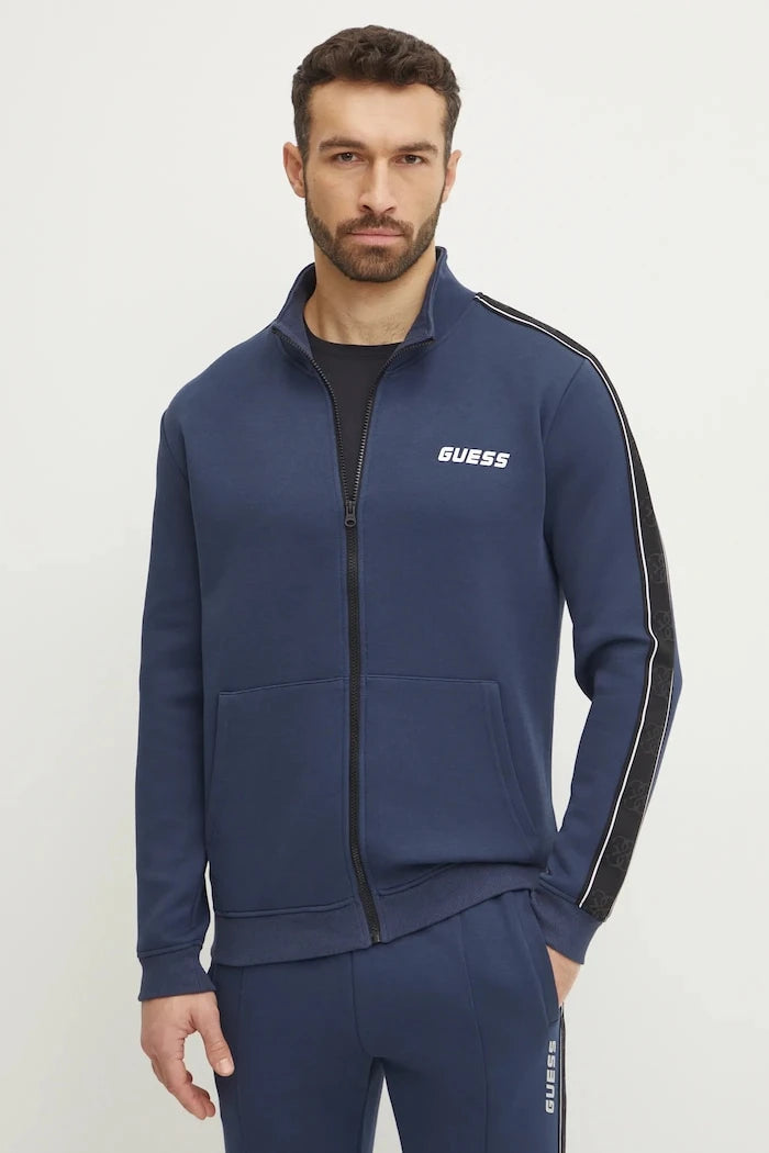 Guess pamuklu fermuarlı erkek sweatshirt MICKEY