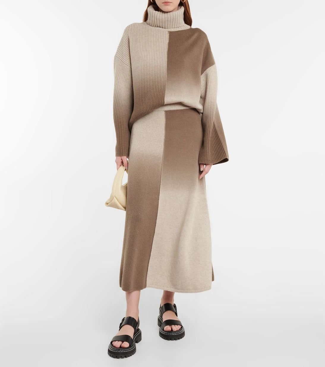 Joseph - Dégradé wool and cashmere midi skirt