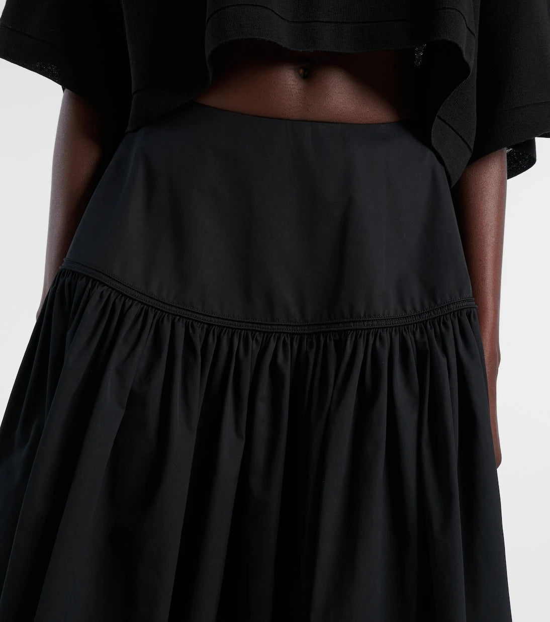 Alaïa - Gathered cotton poplin maxi skirt