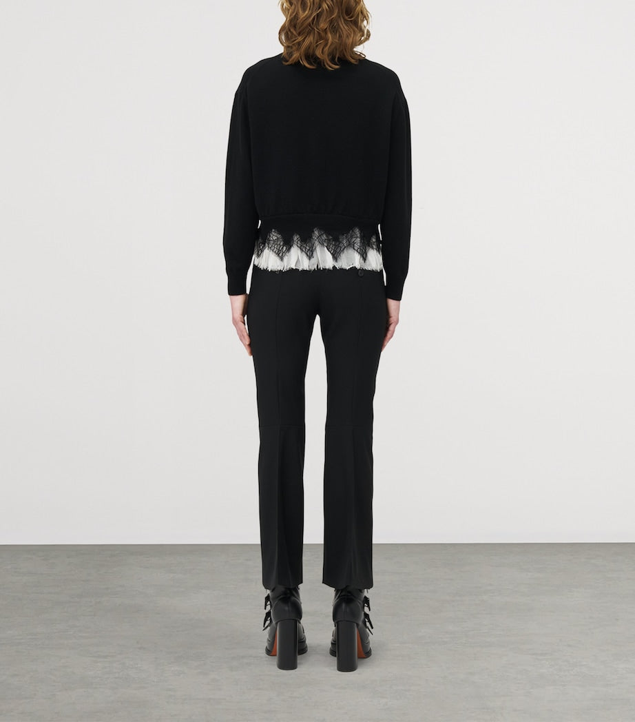 Black Wool-Cashmere Cobweb Cardigan