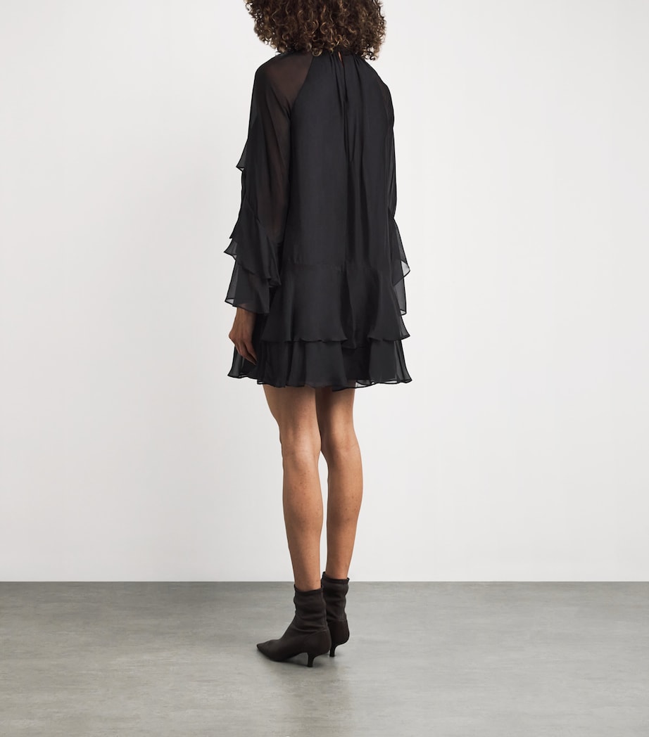 Veronica Beard Black Silk Tiered Adlington Mini Dress