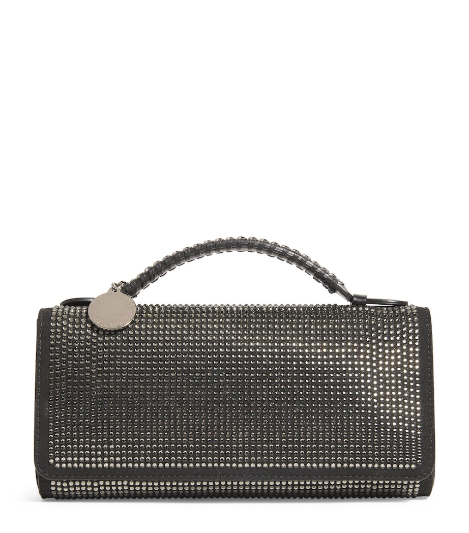 Stella McCartney Black Embellished Falabella Top-Handle Clutch Bag