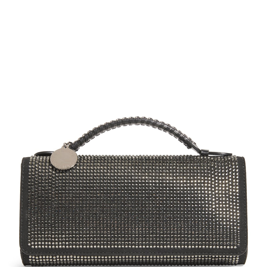 Stella McCartney Black Embellished Falabella Top-Handle Clutch Bag