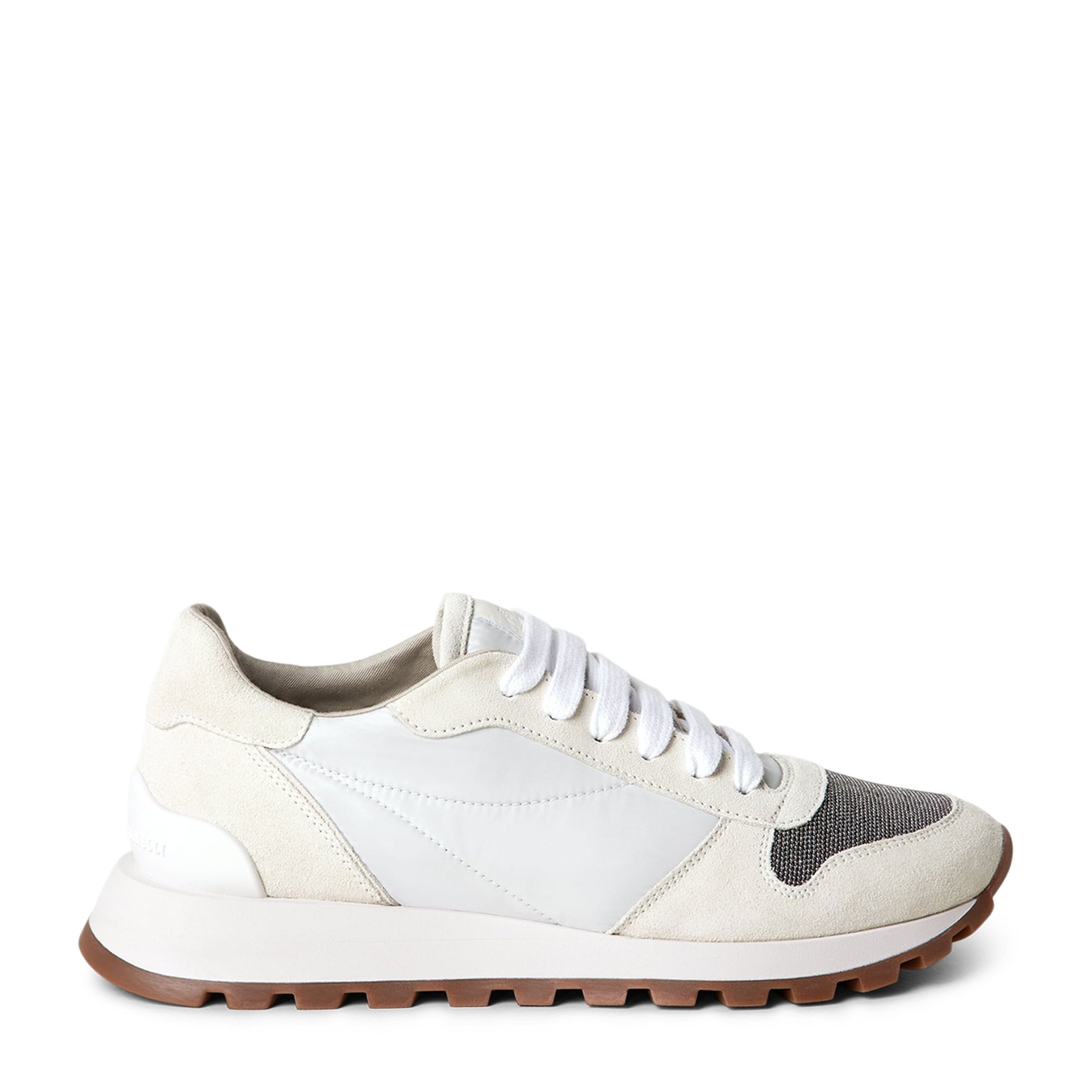 Brunello Cucinelli White Suede Technical Running Sneakers