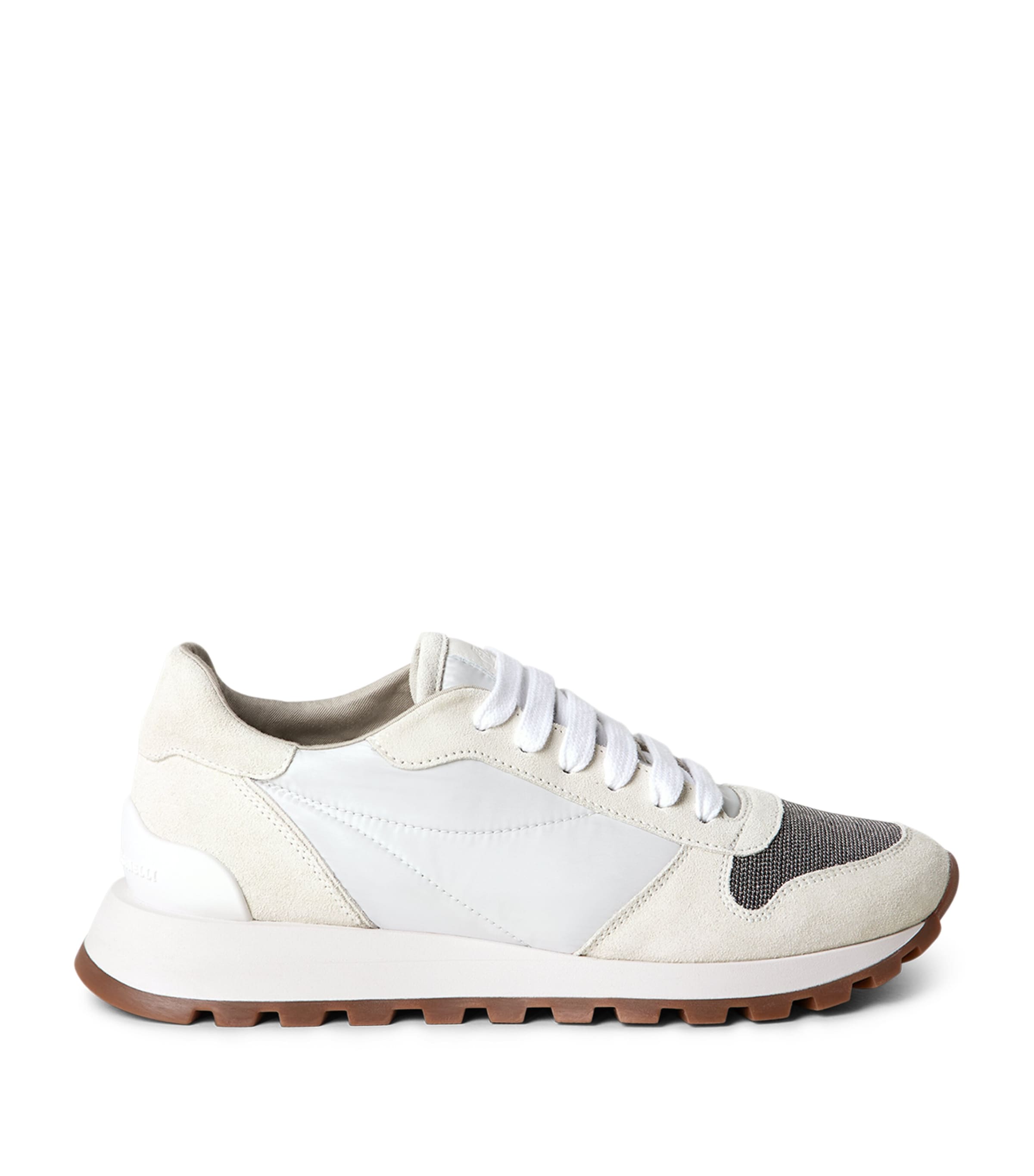 Brunello Cucinelli White Suede Technical Running Sneakers