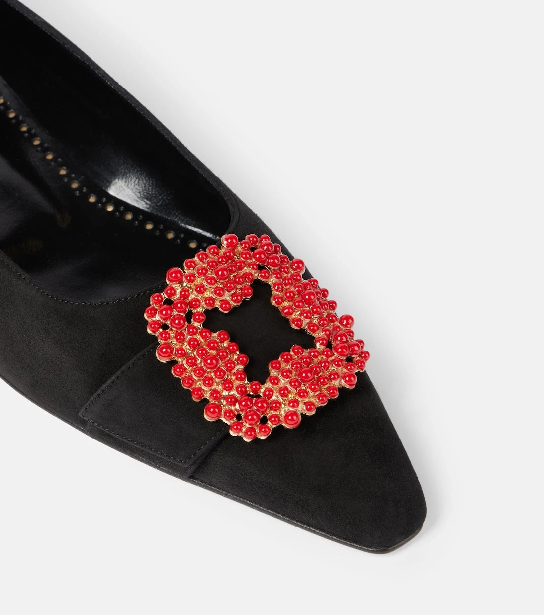 Manolo Blahnik - حذاء باليه جيلا المسطح من الشمواه المزين
