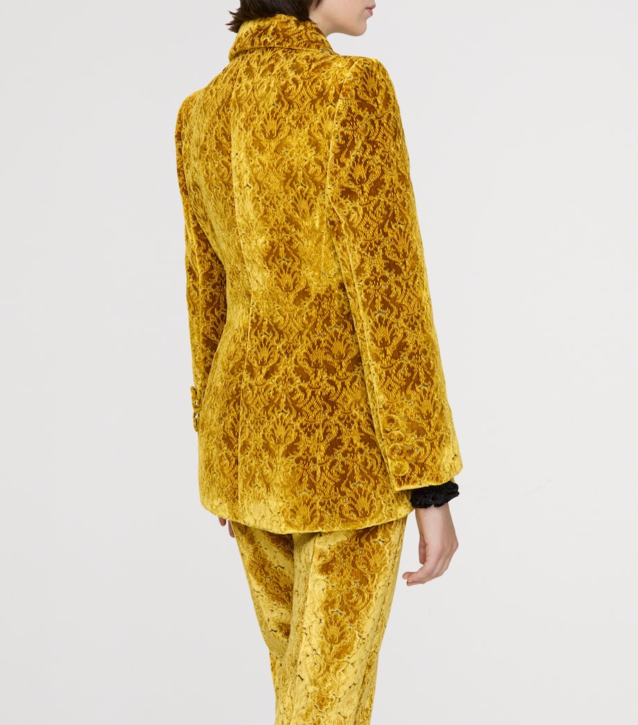 Burberry Yellow Velvet Jacquard Blazer