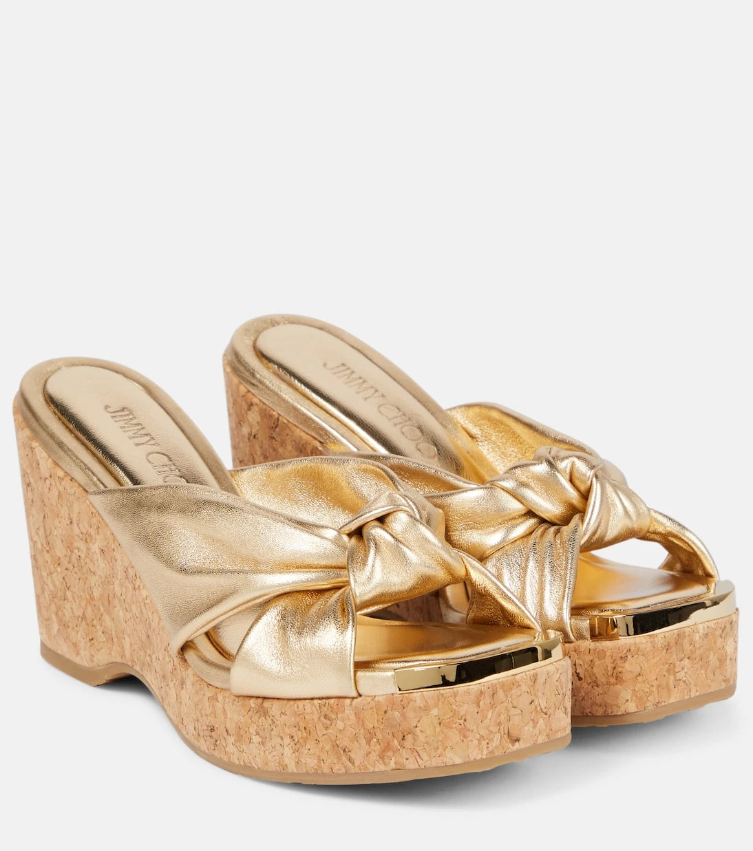 Jimmy Choo - Avenue metallic leather wedge sandals