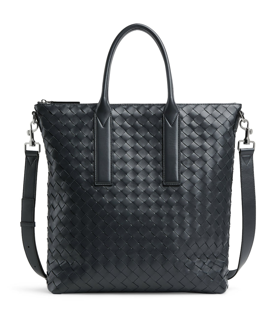 Leather Intrecciato North-South Tote Bag