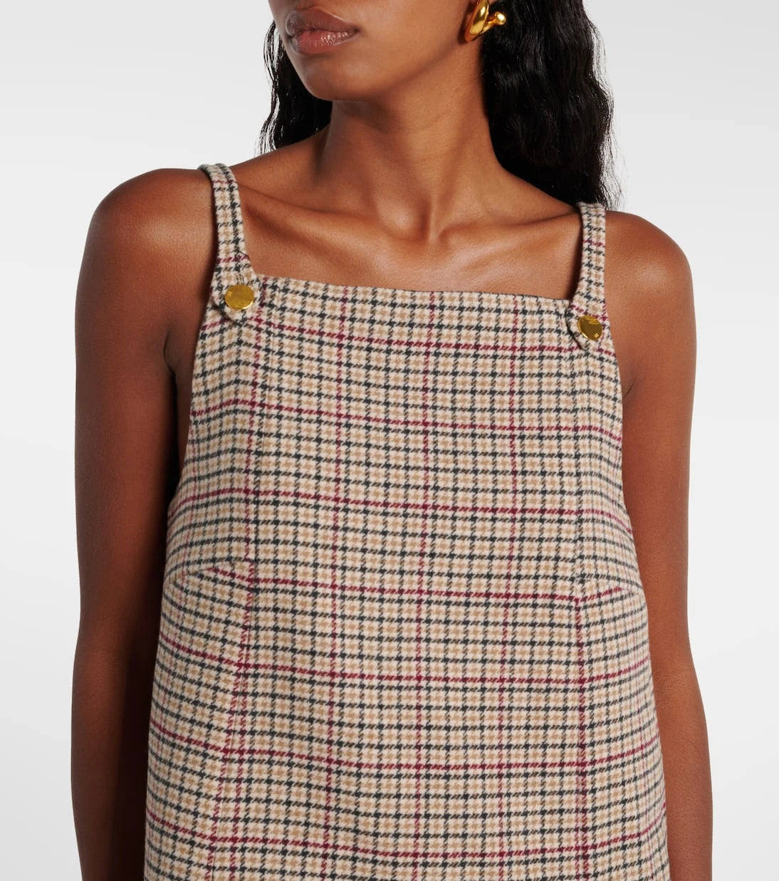 Ganni - Checked wool-blend minidress