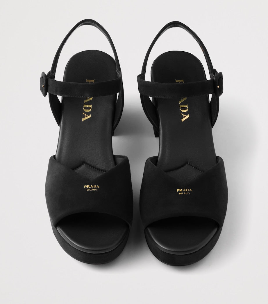 Prada Suede Padded Heeled Sandals 65