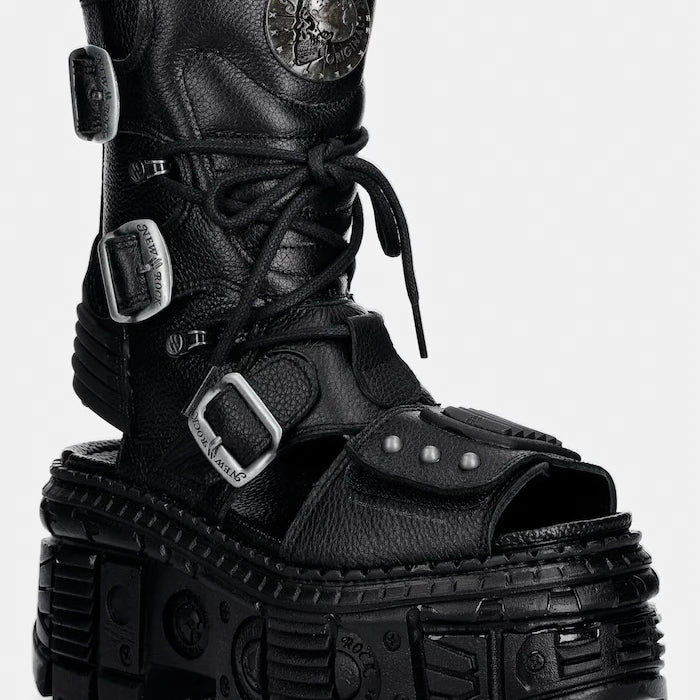 New Rock kadın deri sandalet LUXOR NEGRO, LUXOR NEGRO, TANK CASCO NE