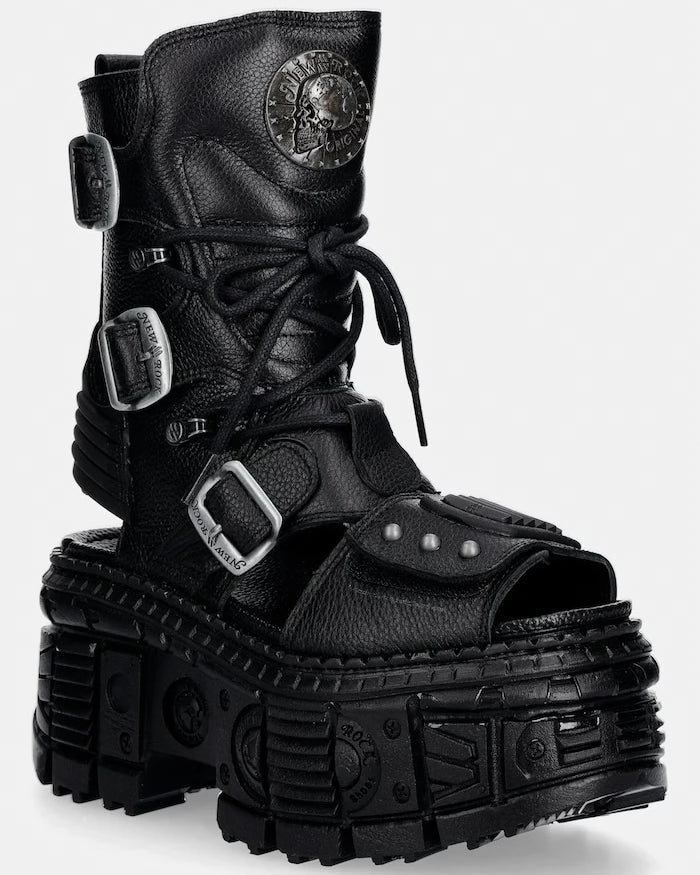 New Rock kadın deri sandalet LUXOR NEGRO, LUXOR NEGRO, TANK CASCO NE