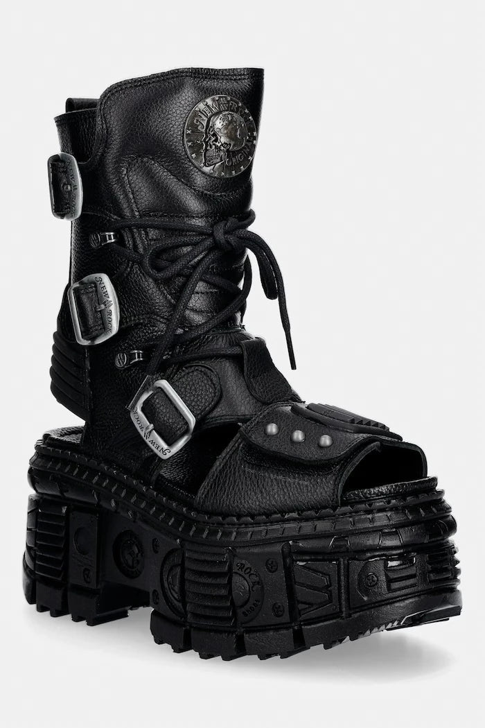 New Rock kadın deri sandalet LUXOR NEGRO, LUXOR NEGRO, TANK CASCO NE