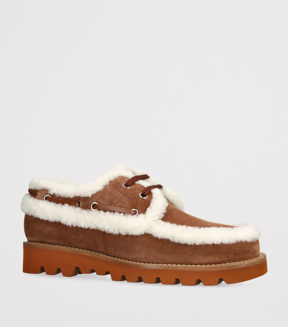 Valentino Garavani Brown Suede Palm Avenue Boat Shoes