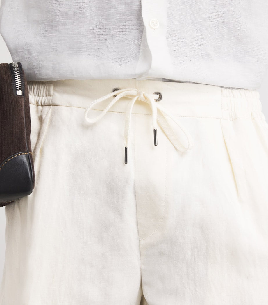 Silk-Linen Drawstring Shorts
