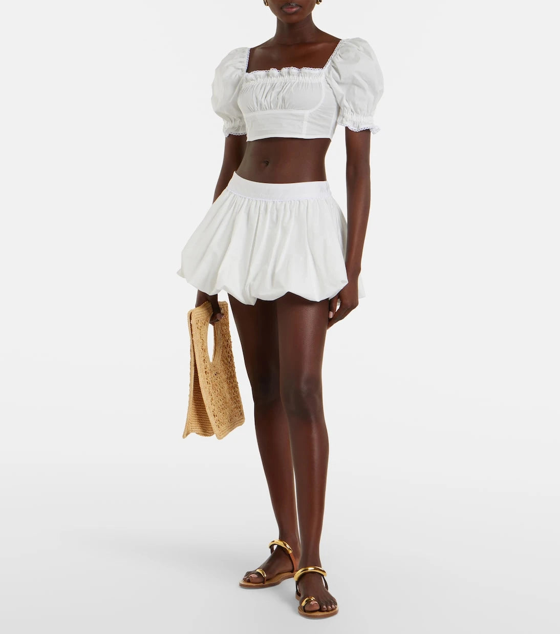 Bananhot - Ligia ruffled cotton poplin crop top