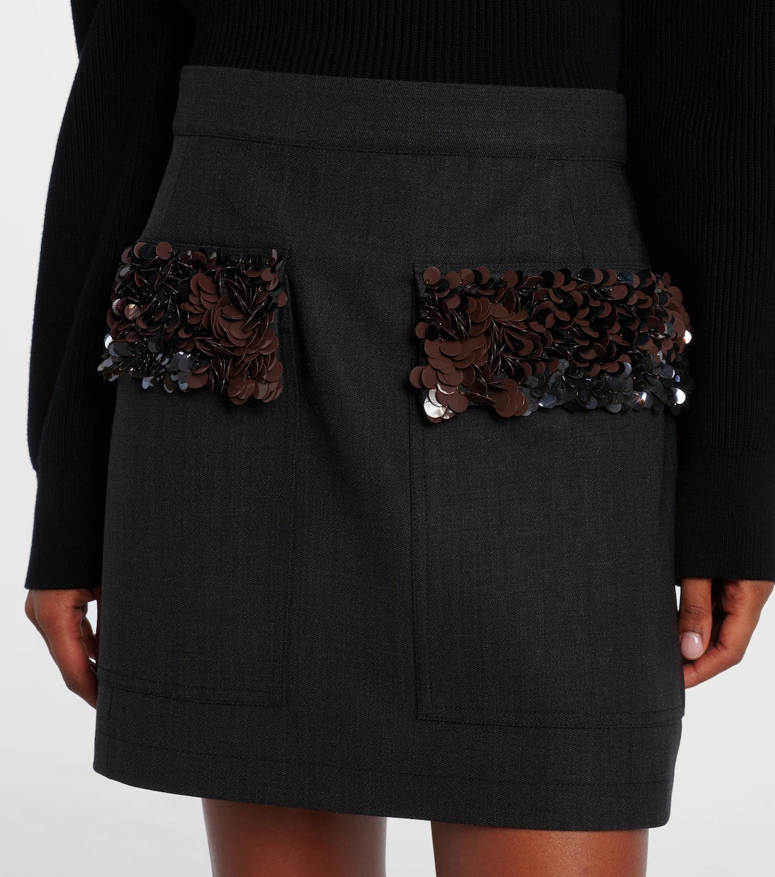 Plan C - Sequined wool-blend miniskirt