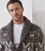 Brown Alpaca-Virgin Wool-Cashmere Jacquard Cardigan