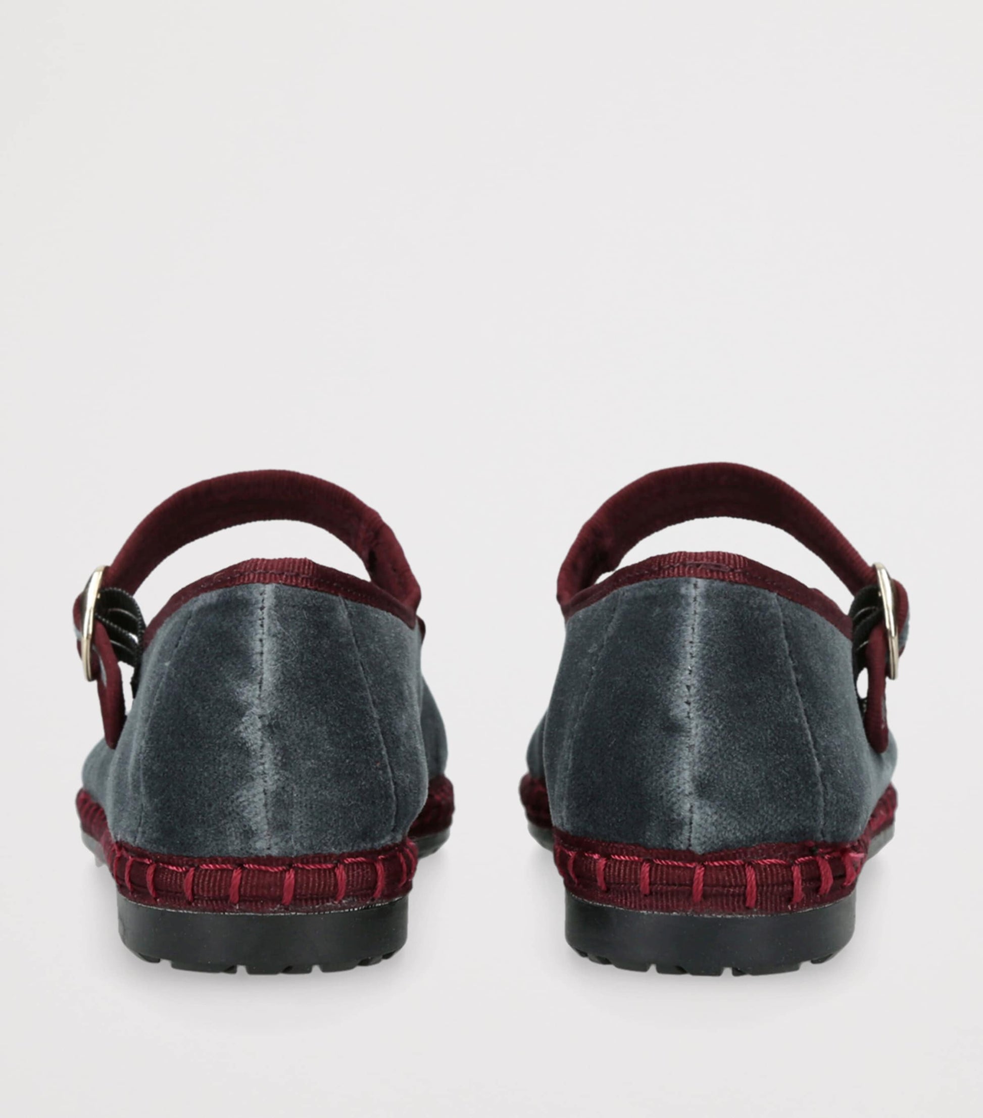 Flabelus Grey Velvet Georgina Mary Janes