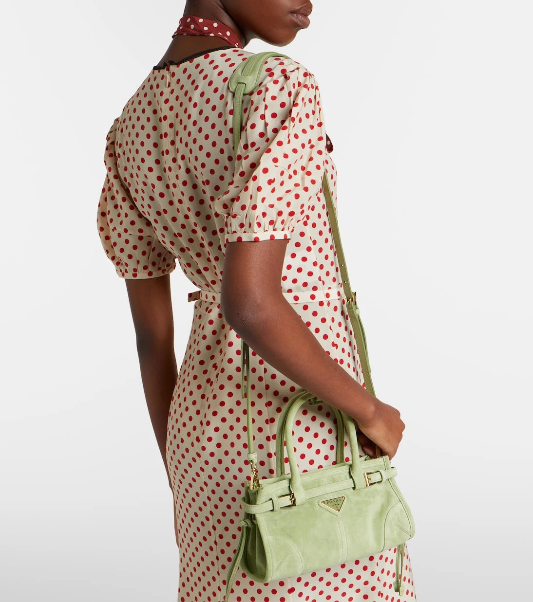 Prada - Prada Bonnie Mini suede top-handle bag