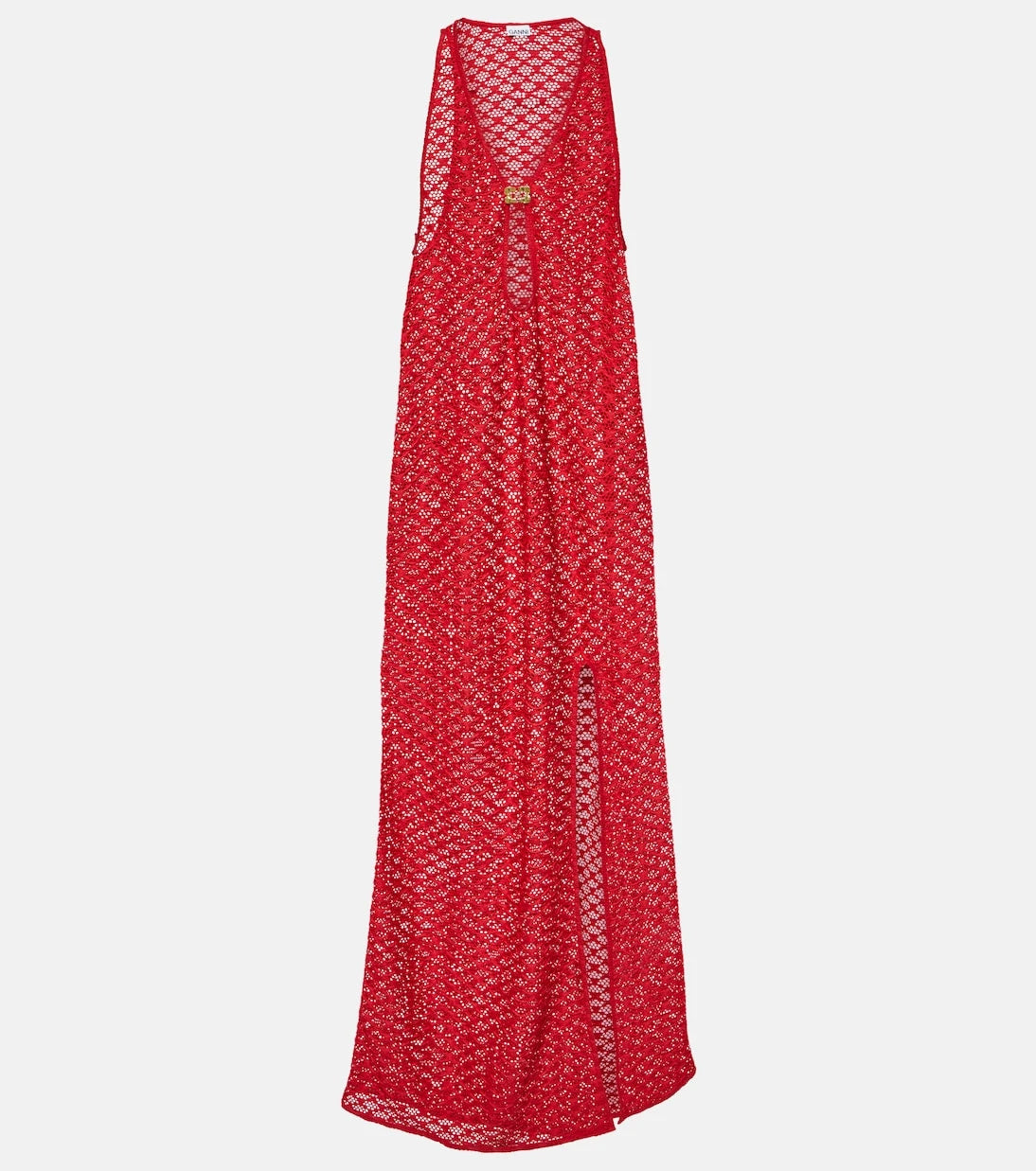 Ganni - Cutout mesh maxi dress
