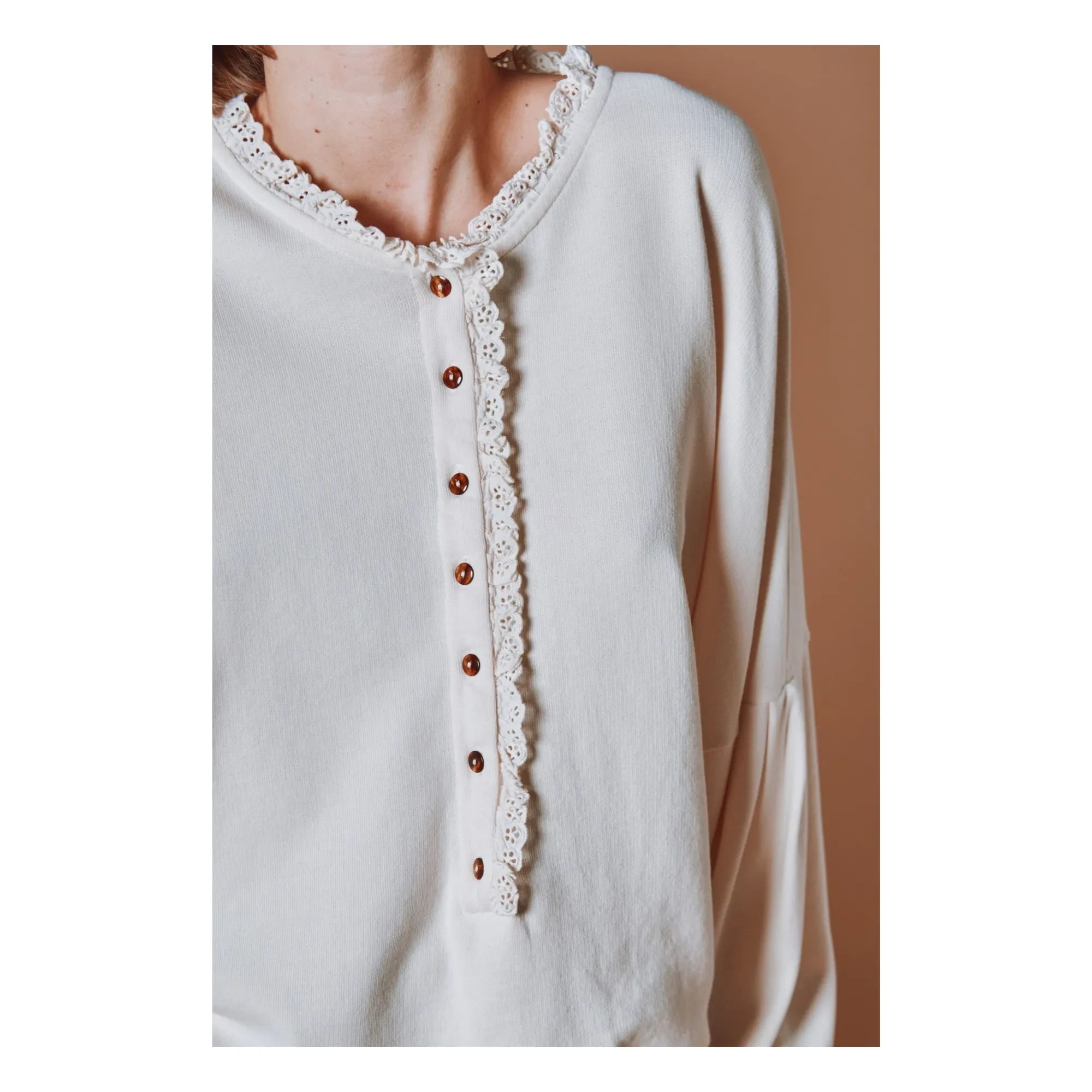 Emile et Ida - Sweat English Embroidery Organic Cotton | Cream