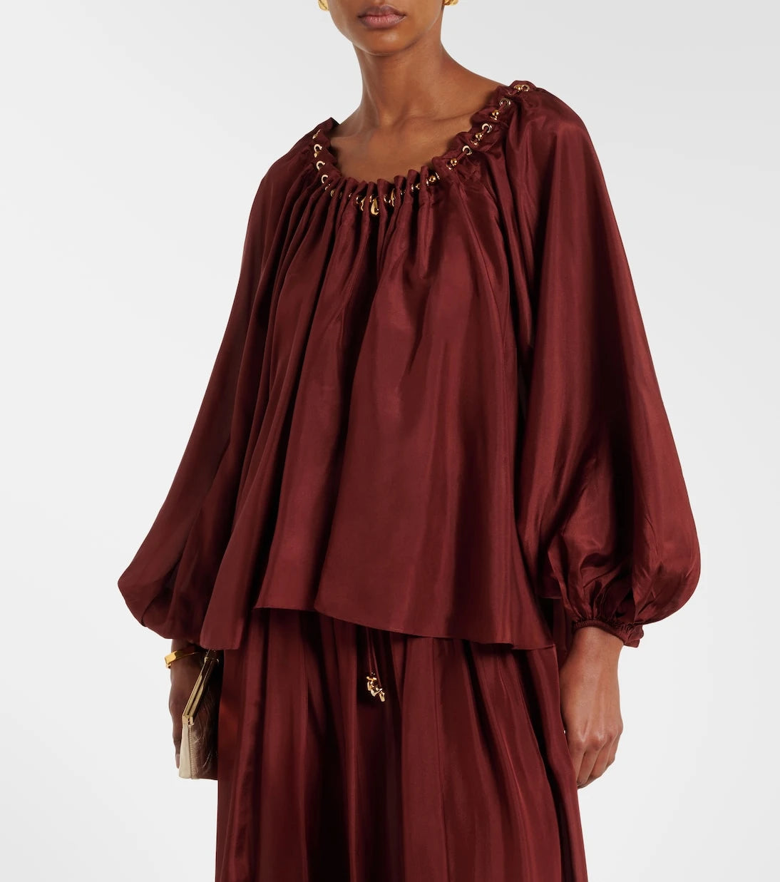 Zimmermann - Aster asymmetric beaded silk habotai blouse