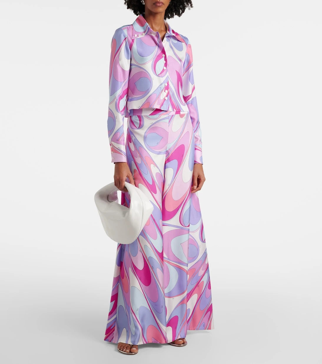 Pucci - Printed cropped silk twill shirt