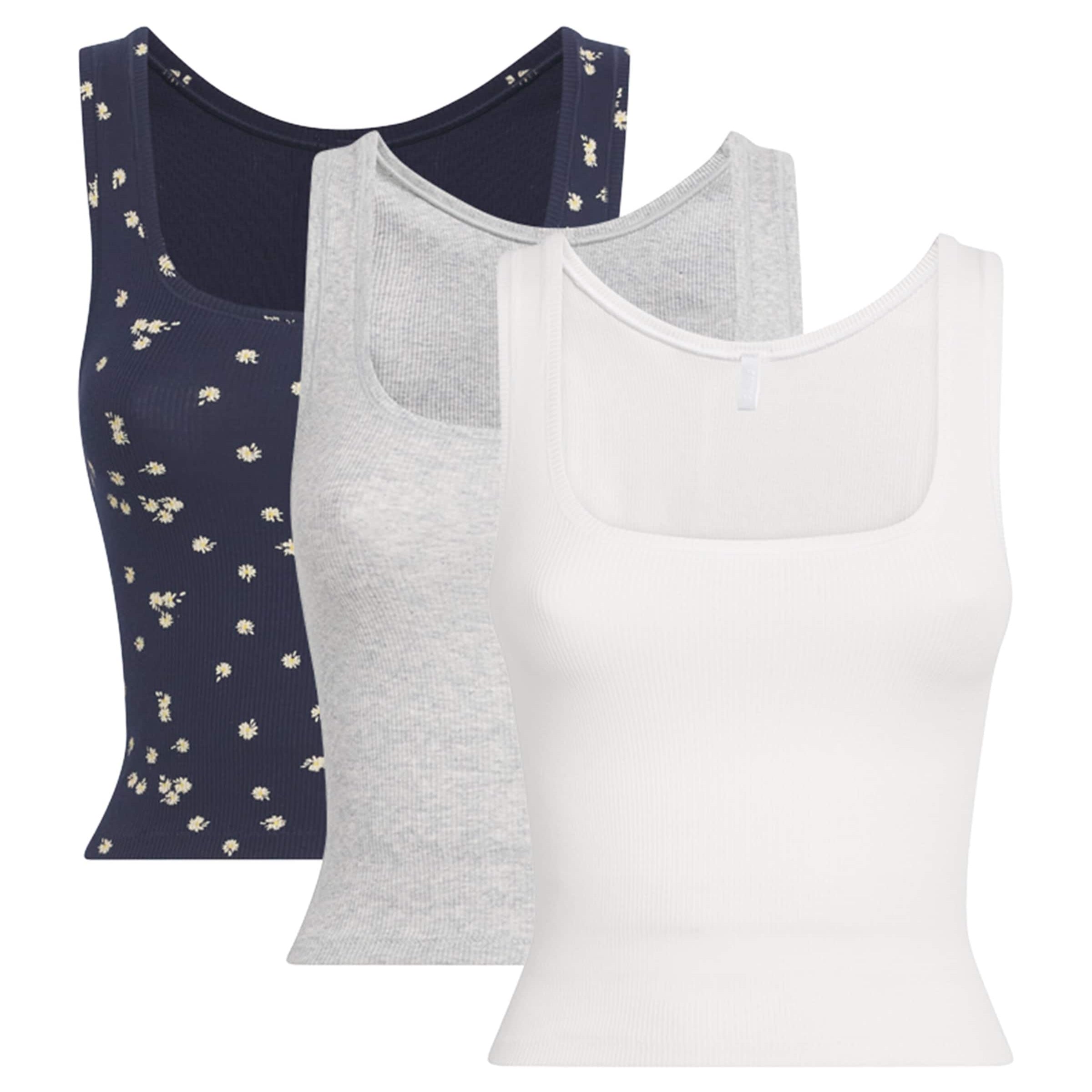 Stretch-Cotton Ribbed Tank Tops (Pack of 3)