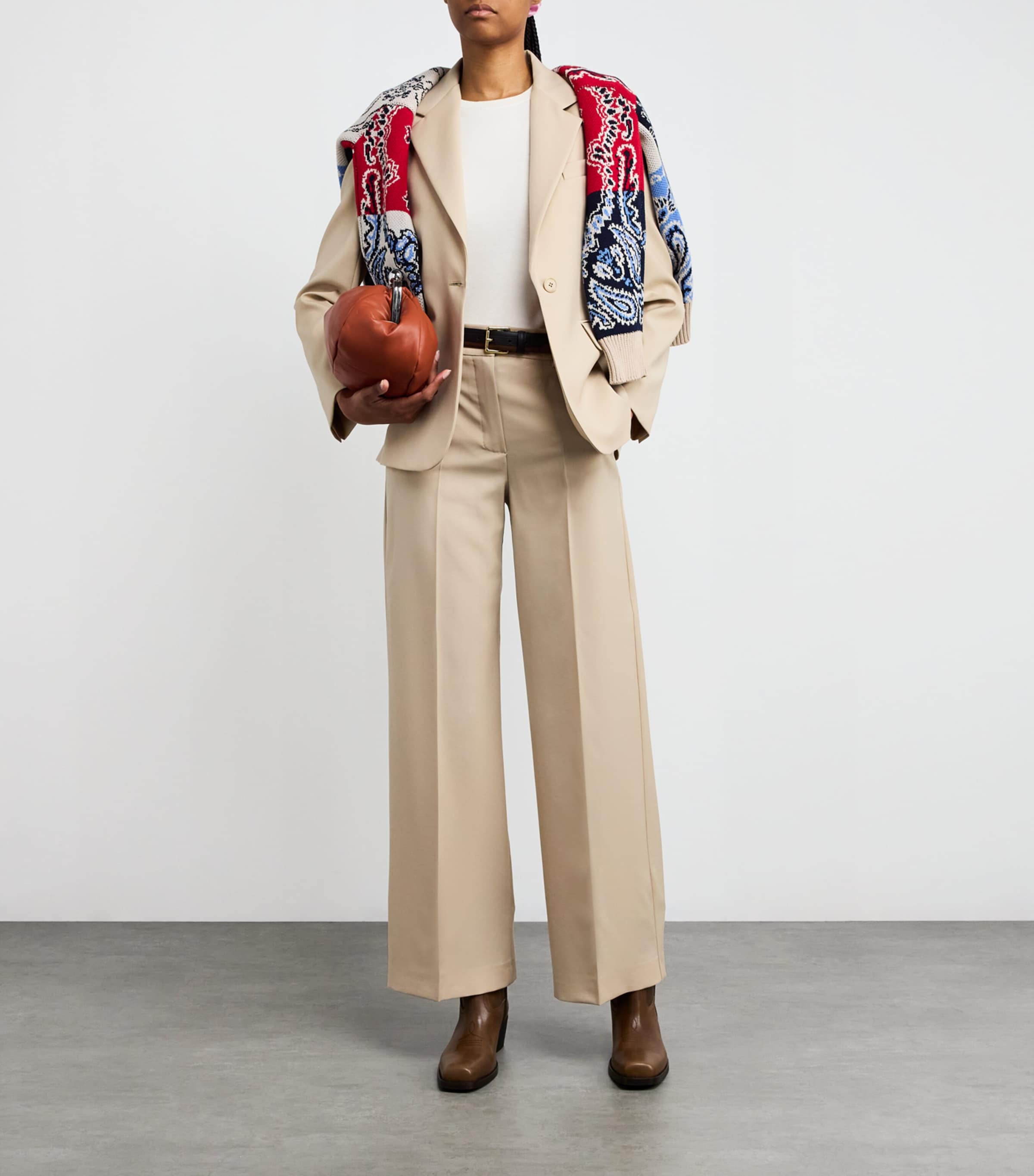 Weekend Max Mara White Silk-Cotton Ribbed-Trim T-Shirt