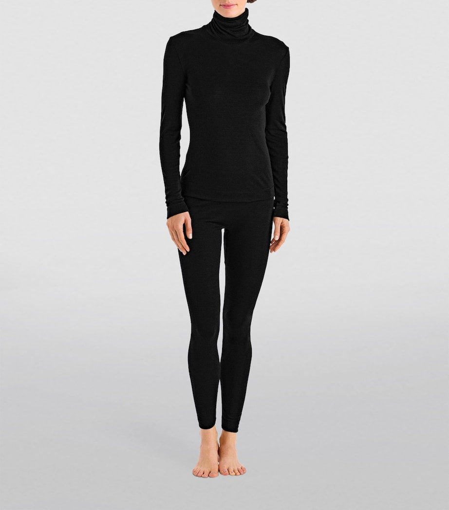 Black Silk-Cashmere Rollneck Top