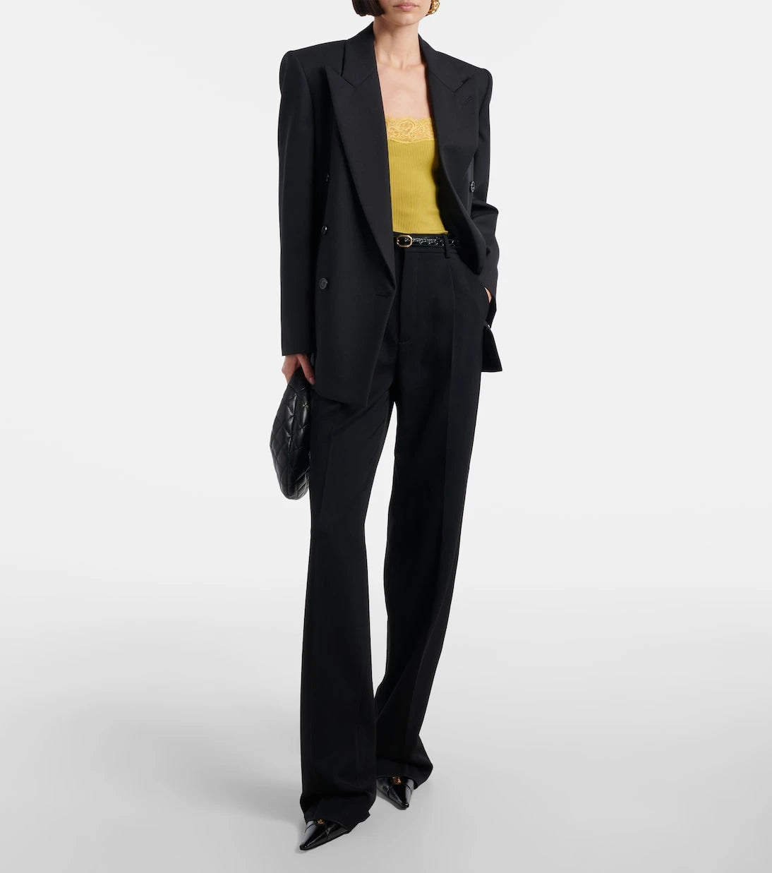 Saint Laurent - Lace-trimmed ribbed-knit silk camisole