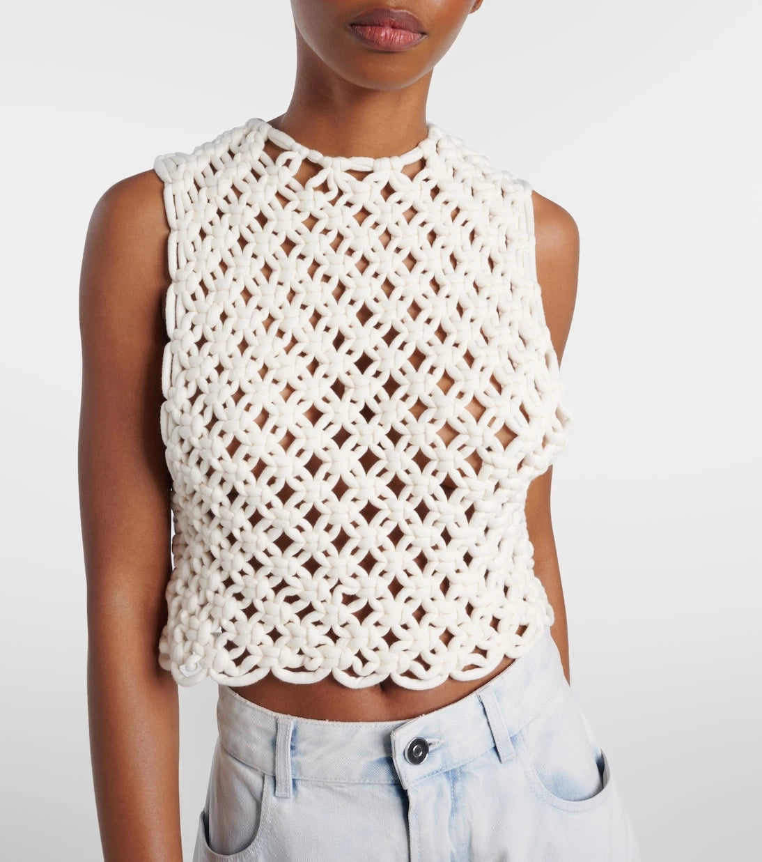 Alaïa - Open-knit cotton-blend top