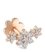 Rose Gold Three Flower Garland Diamond Threaded Stud Earring