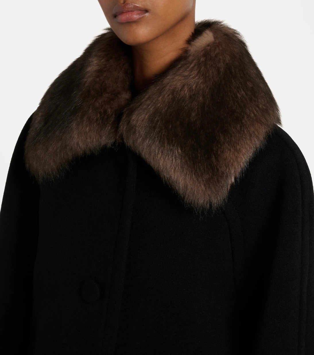 Valentino - Shearling-trimmed virgin wool coat