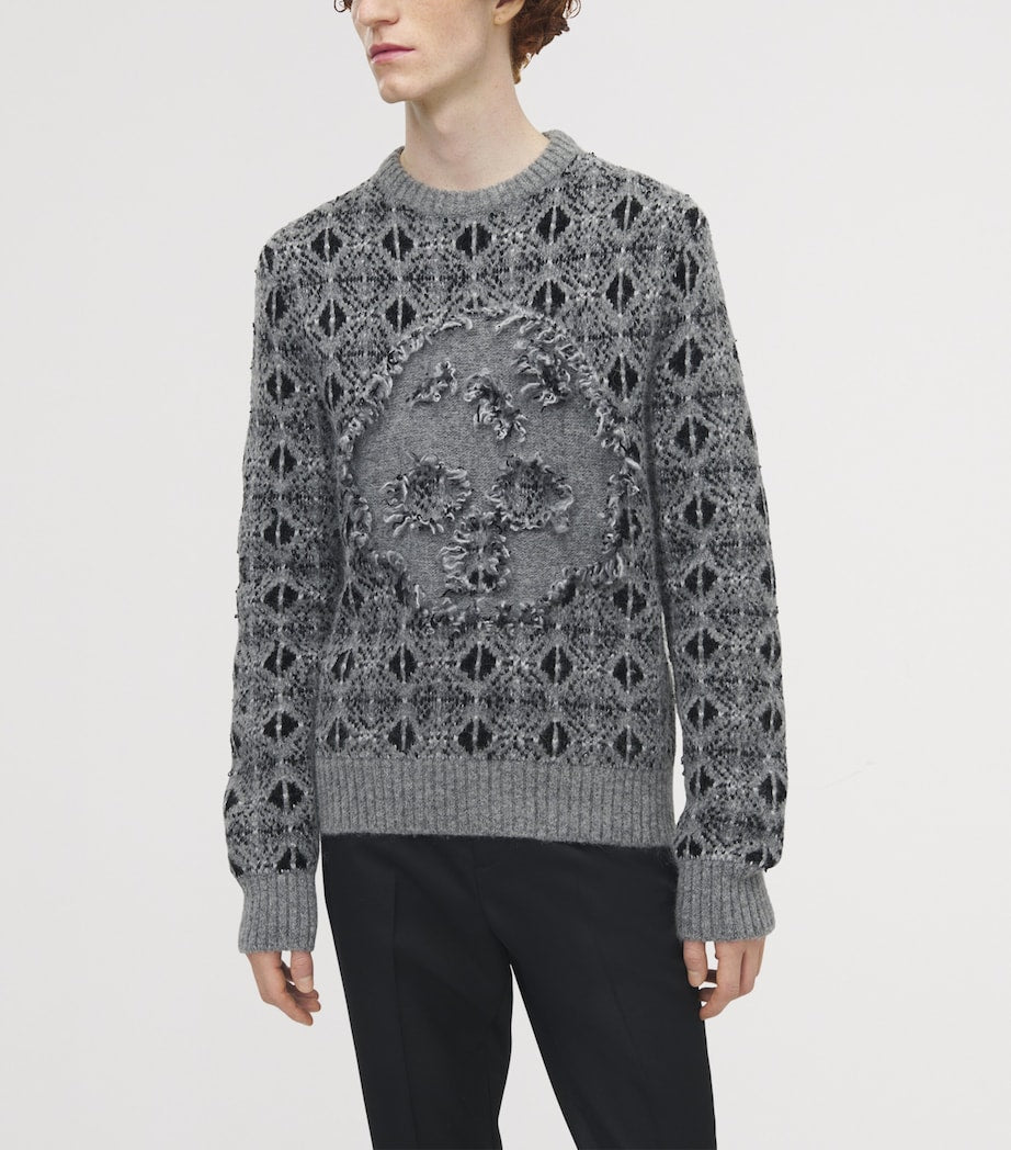 Black Distressed Skull Fair Isle Sweater